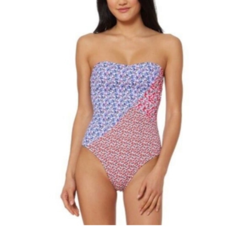 Jessica Simpson Floral Pretty Penny Paneled One Piece Bathing Suit‎ NWT Size M